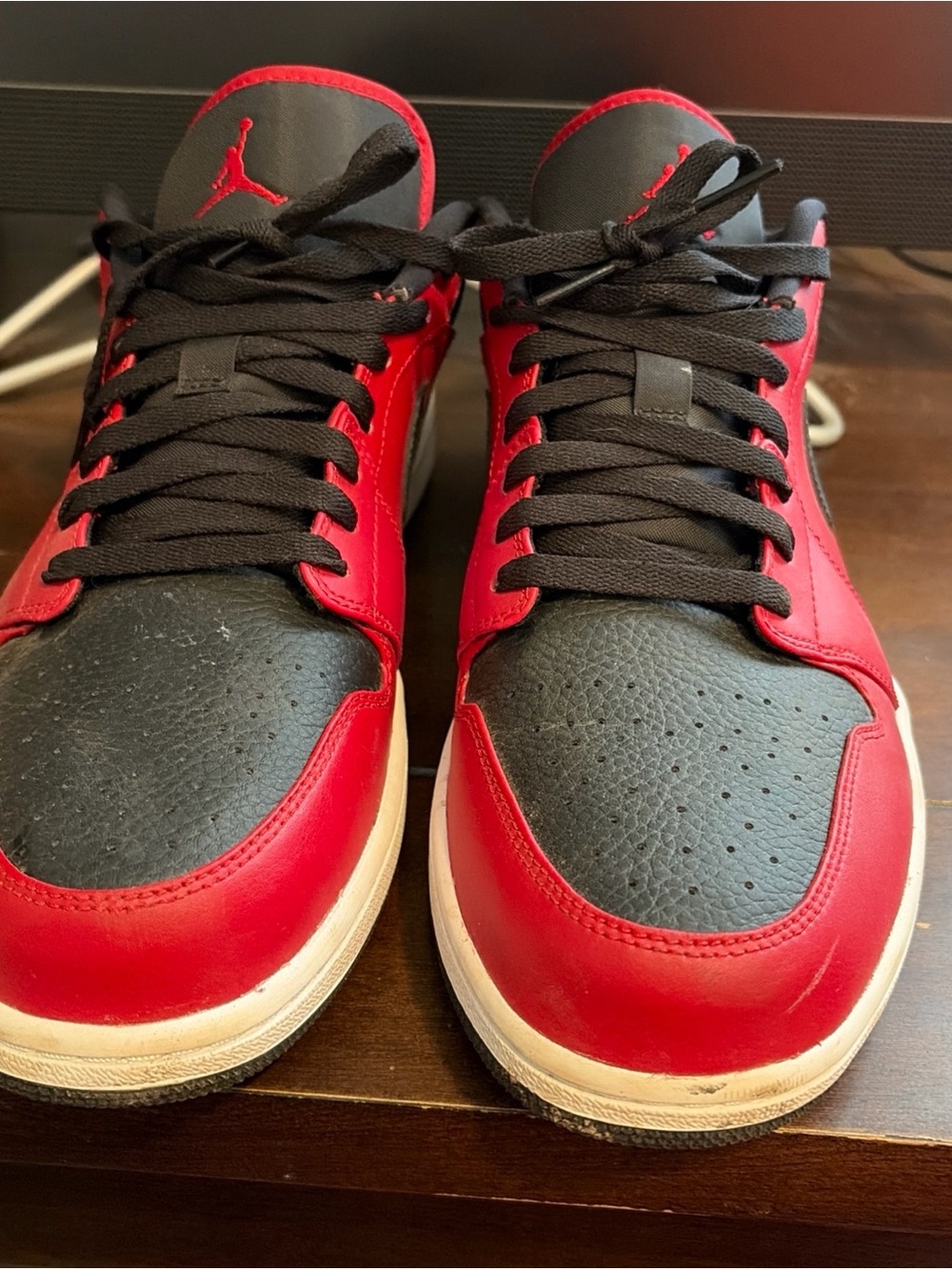 Men's Jordan 1 Low "Bred Pebbled" Gym Red/Black-White (553558 605) Size 13 Men’s